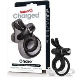 SCREAMING O - RING RECHARGEABLE DOUBLE WITH RABBIT HARE BLACK 2